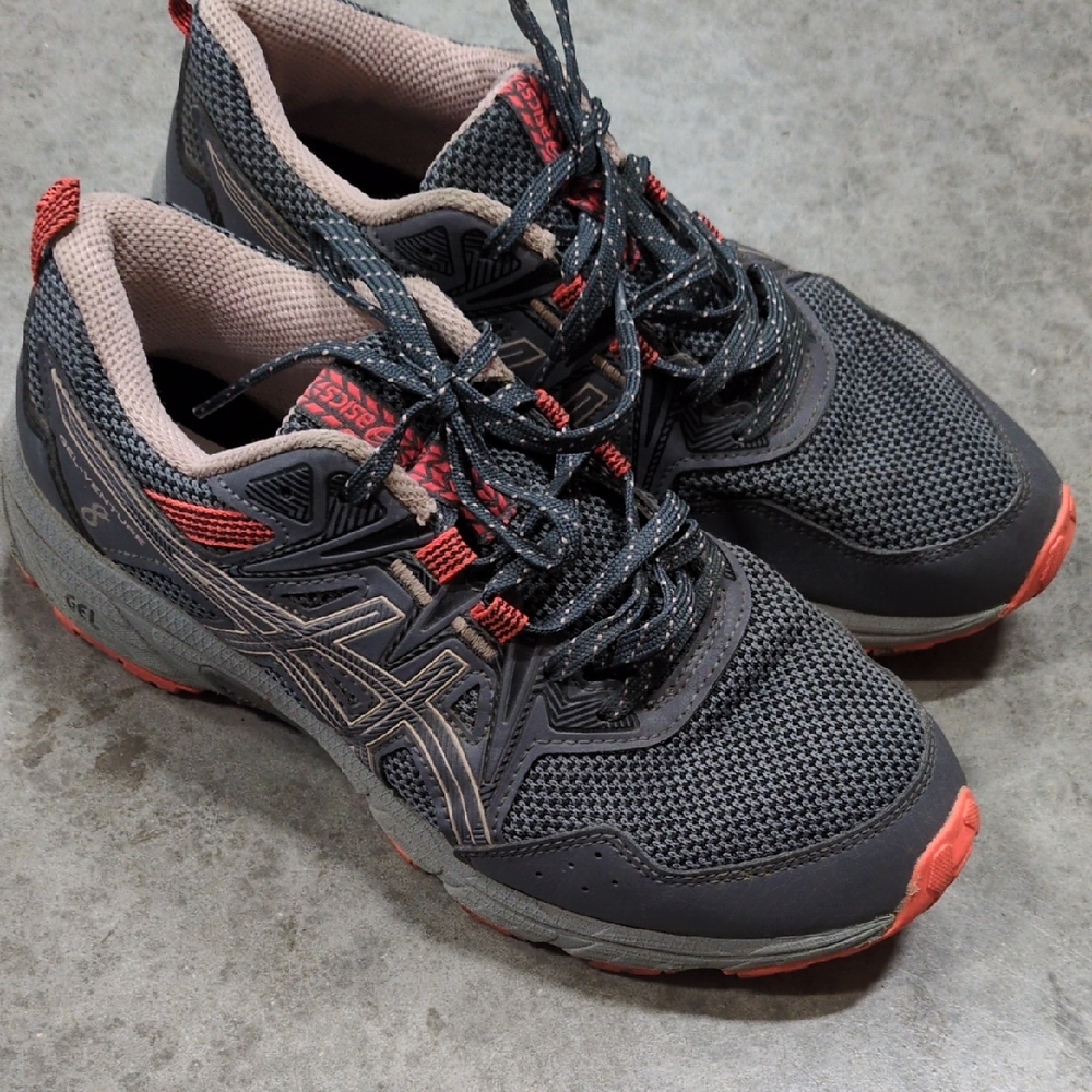 Asics Charcoal and Crimson Athletic Sneakers